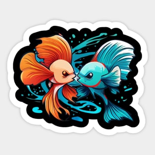 TWO COOL BETTA FISH FIGHTING Sticker